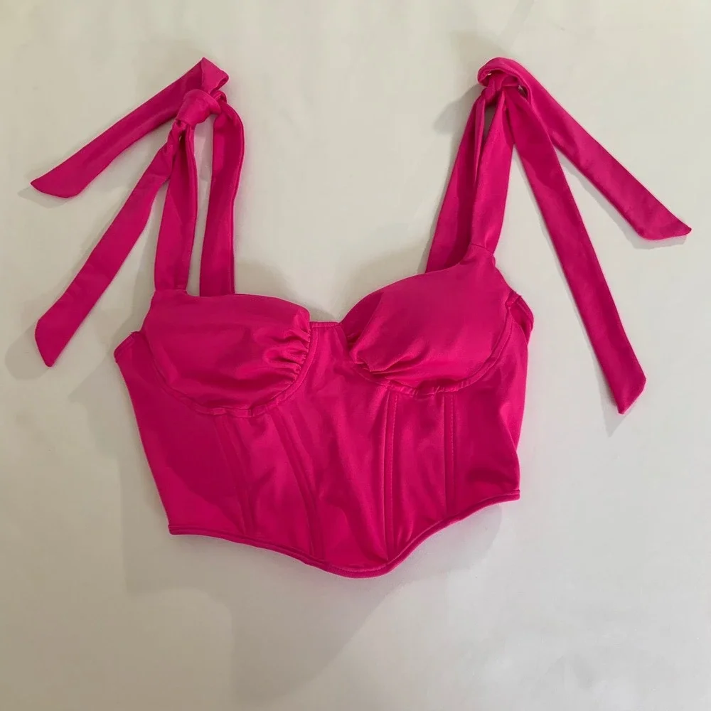 Lot of 5 Bikini Swim Tops Smocked Corset Bustier‎ Swimwear XS/S Festival Beach